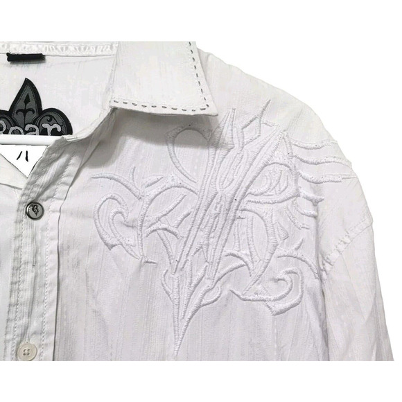 ROAR White Embroidered Button Down Shirt Mens Size 2XL Strength Refined - Picture 4 of 10